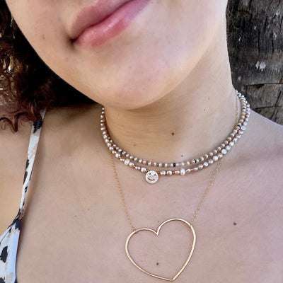 Smiley Face Pearl Choker Necklace