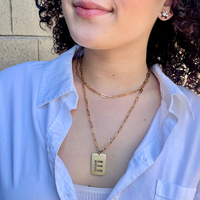 ID Tag Initial Lariat Necklace