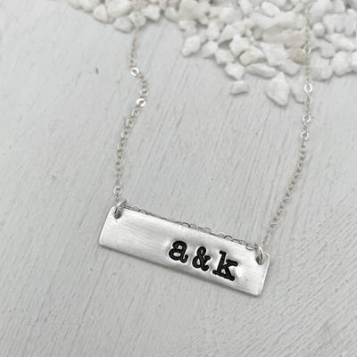 Initial bar 2025 necklace silver