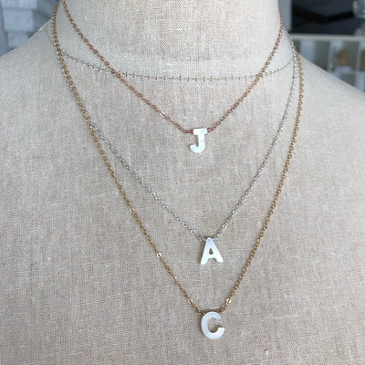 Mother of Pearl Initial Necklace