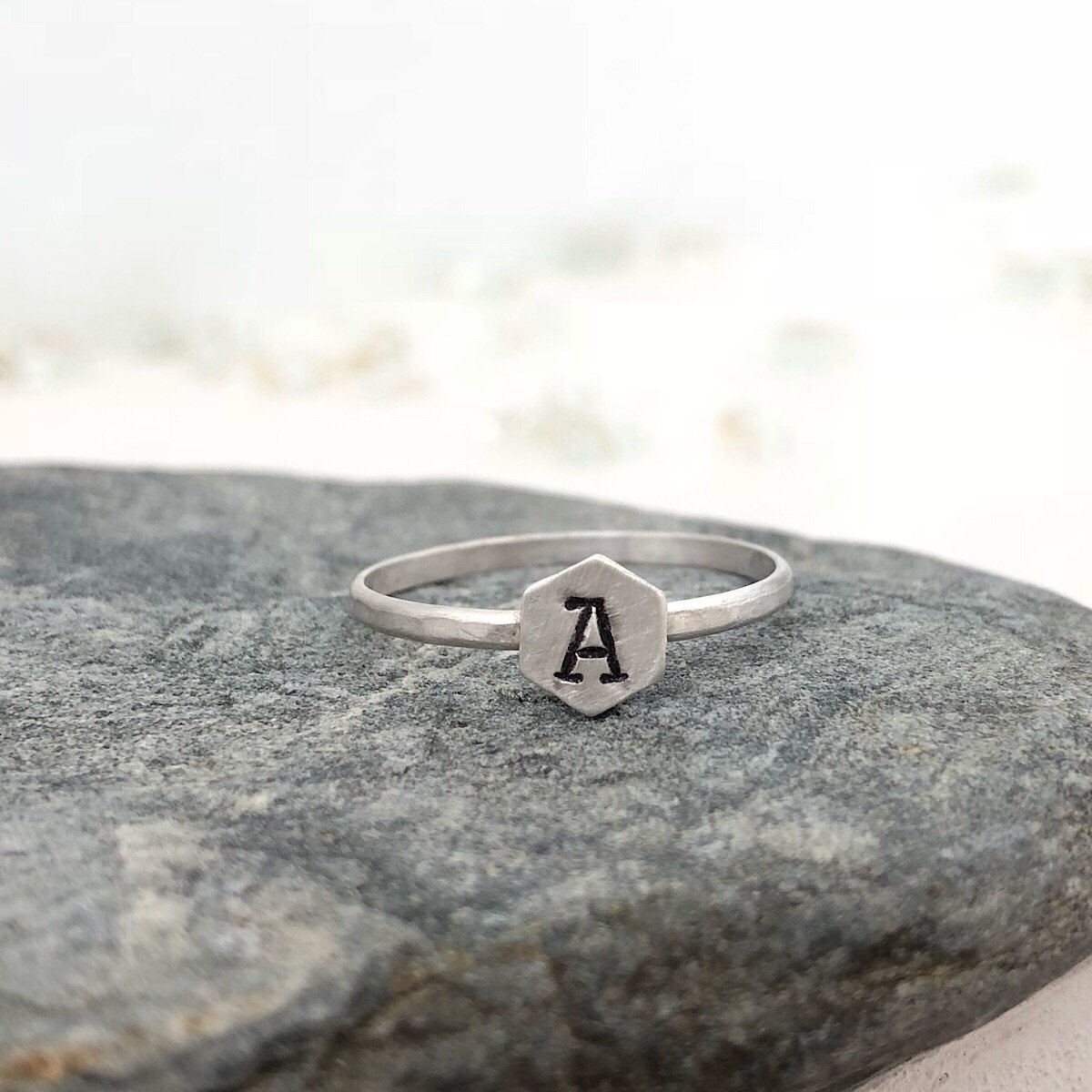 Initial Thin Band Ring - IsabelleGraceJewelry