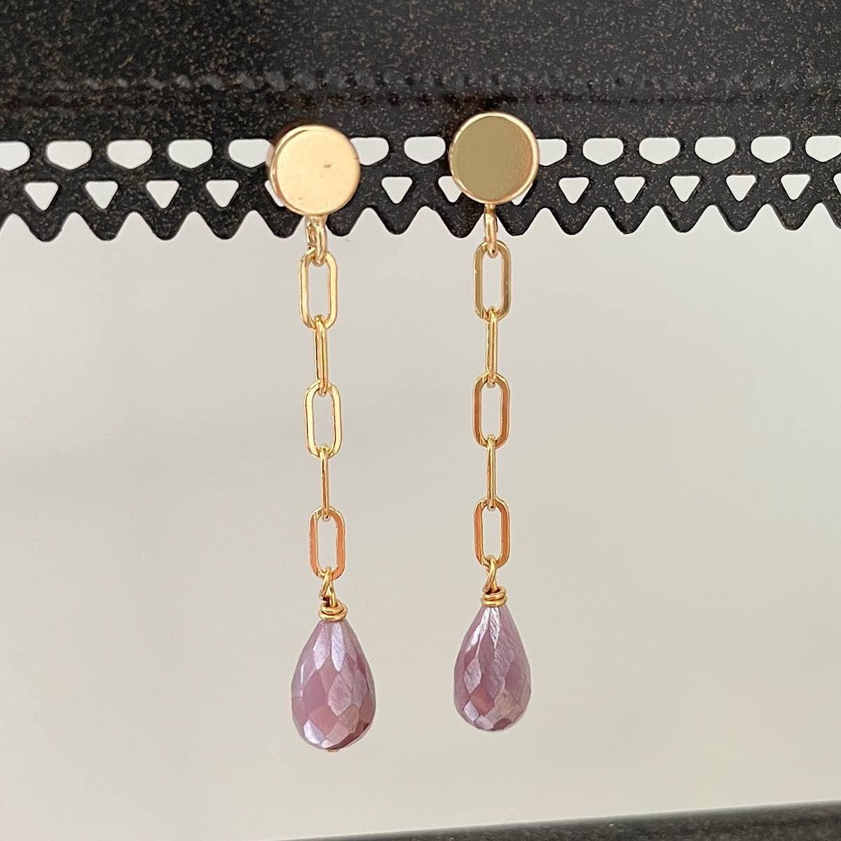 Lavender Dew Drop Earrings