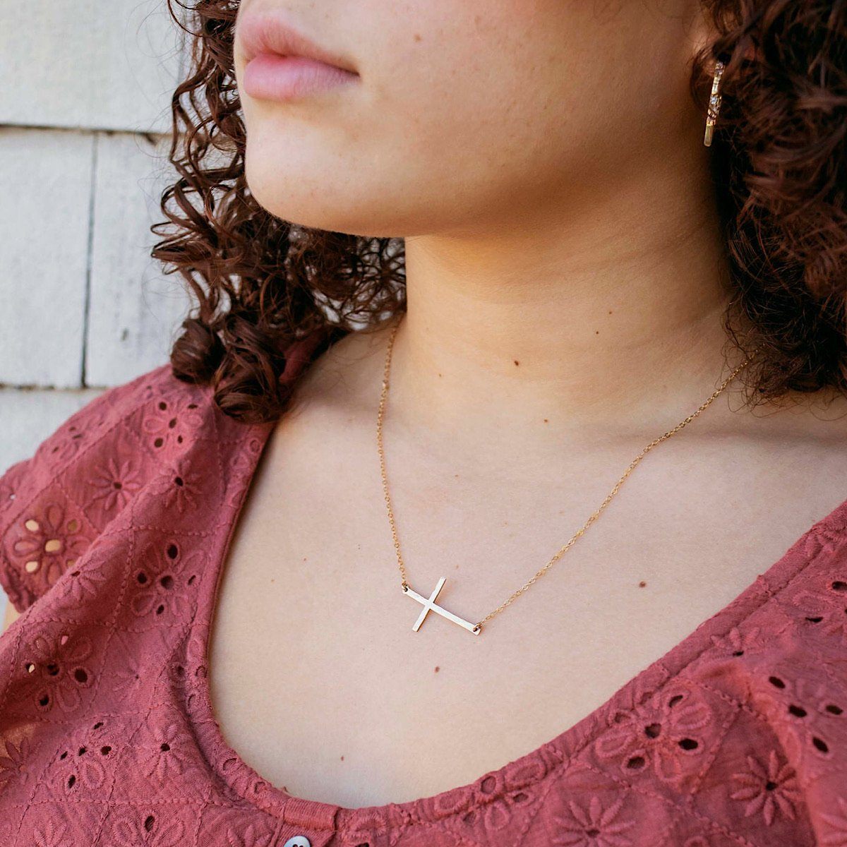 Long Side Cross Necklace