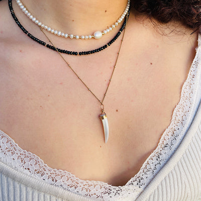 Luminous Mother of Pearl Tusk Necklace
