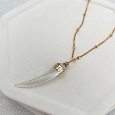 Luminous Mother of Pearl Tusk Necklace