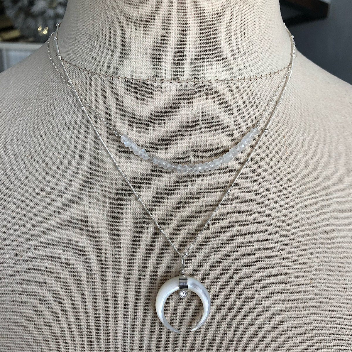 Luminous Pearl Crescent Necklace
