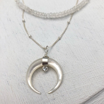 Luminous Pearl Crescent Necklace