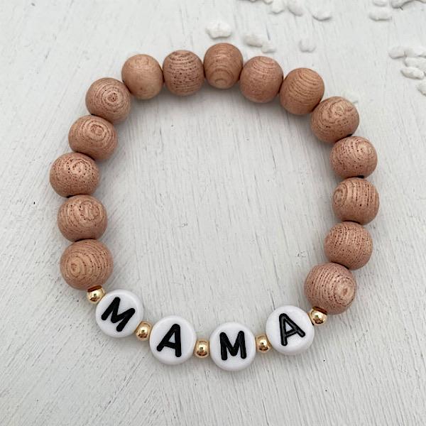 Mama Bracelet - Sunset Beads & Gold Letters – South & Pine