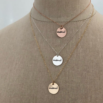 Mama Simple Disc Necklace