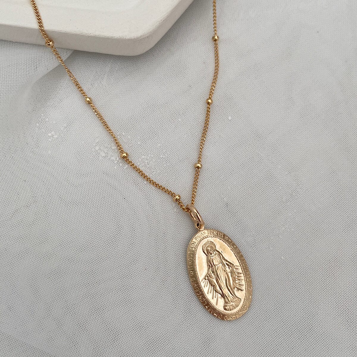 Mother Mary Miraculous Medal Necklace