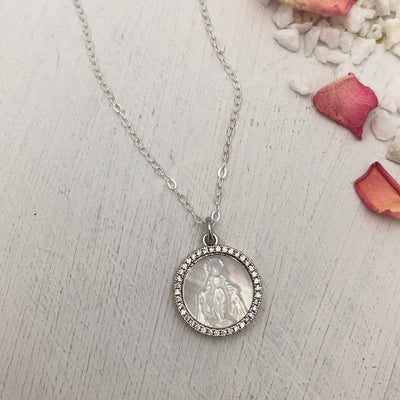 Mother of Pearl Miraculous Medal Necklace