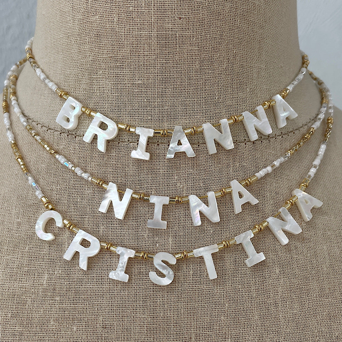 Mother of pearl name necklace Clearance