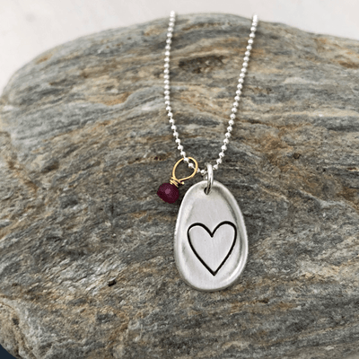 Open Heart Pebble Necklace  - IsabelleGraceJewelry