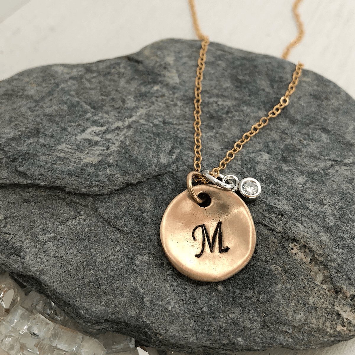 Organic Coin Initial Necklace  - IsabelleGraceJewelry
