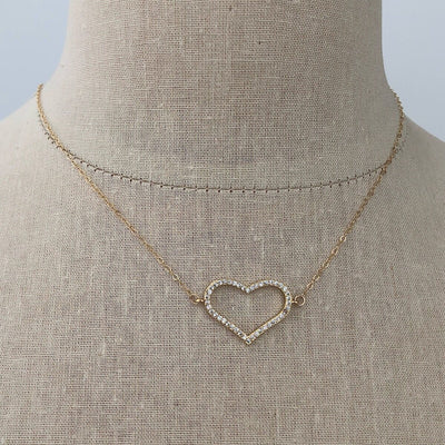 Pave Open Heart Necklace  - IsabelleGraceJewelry