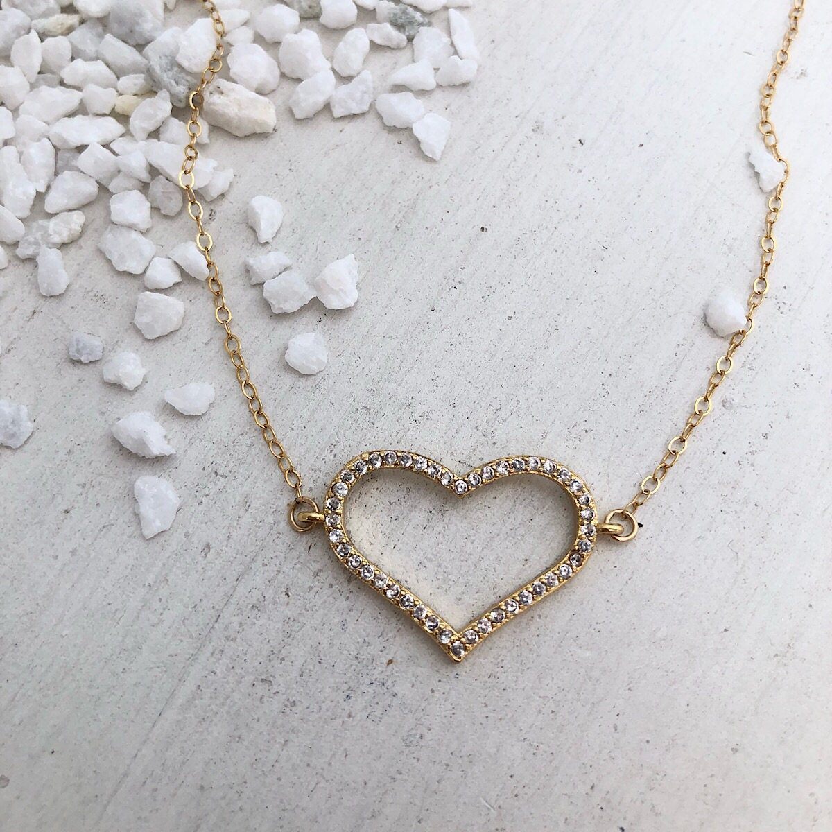 Pave Open Heart Necklace  - IsabelleGraceJewelry