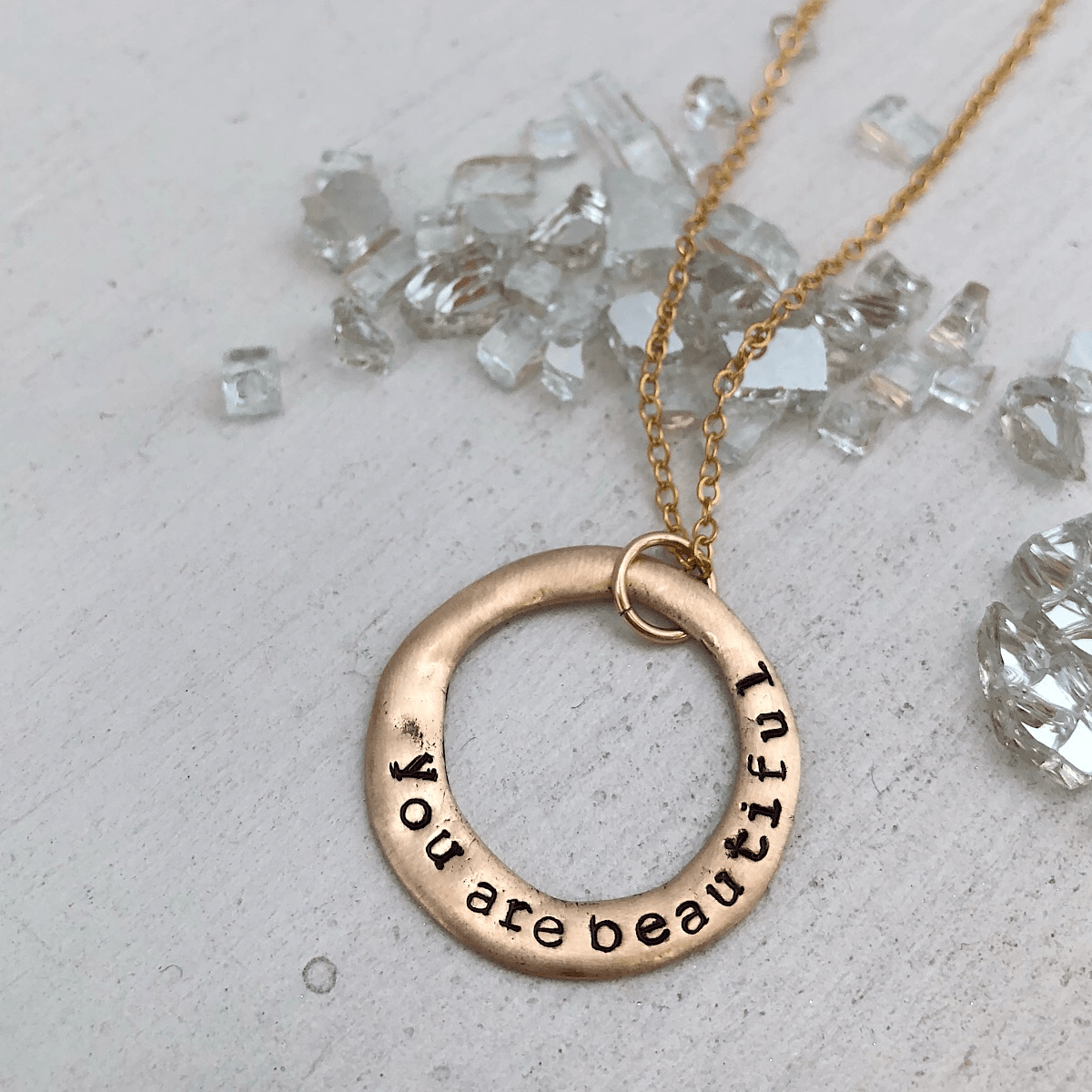 Personalized  Open Circle Necklace  - IsabelleGraceJewelry