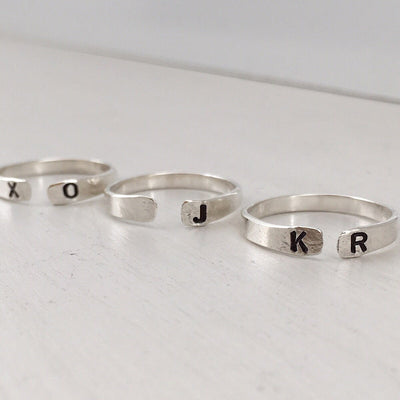 Personalized Open Cuff Ring Silver  - IsabelleGraceJewelry