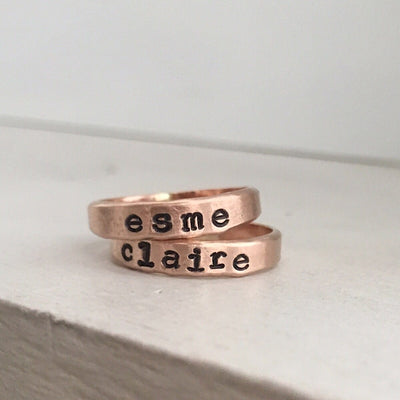 Personalized Stacking Ring  Rose Gold  - IsabelleGraceJewelry
