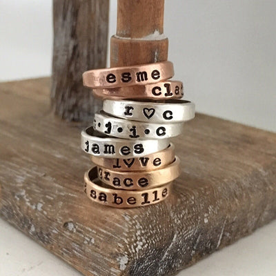 Personalized Stacking Ring  Rose Gold  - IsabelleGraceJewelry