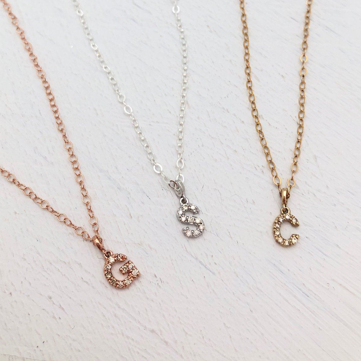 Petite Diamond Initial Necklace