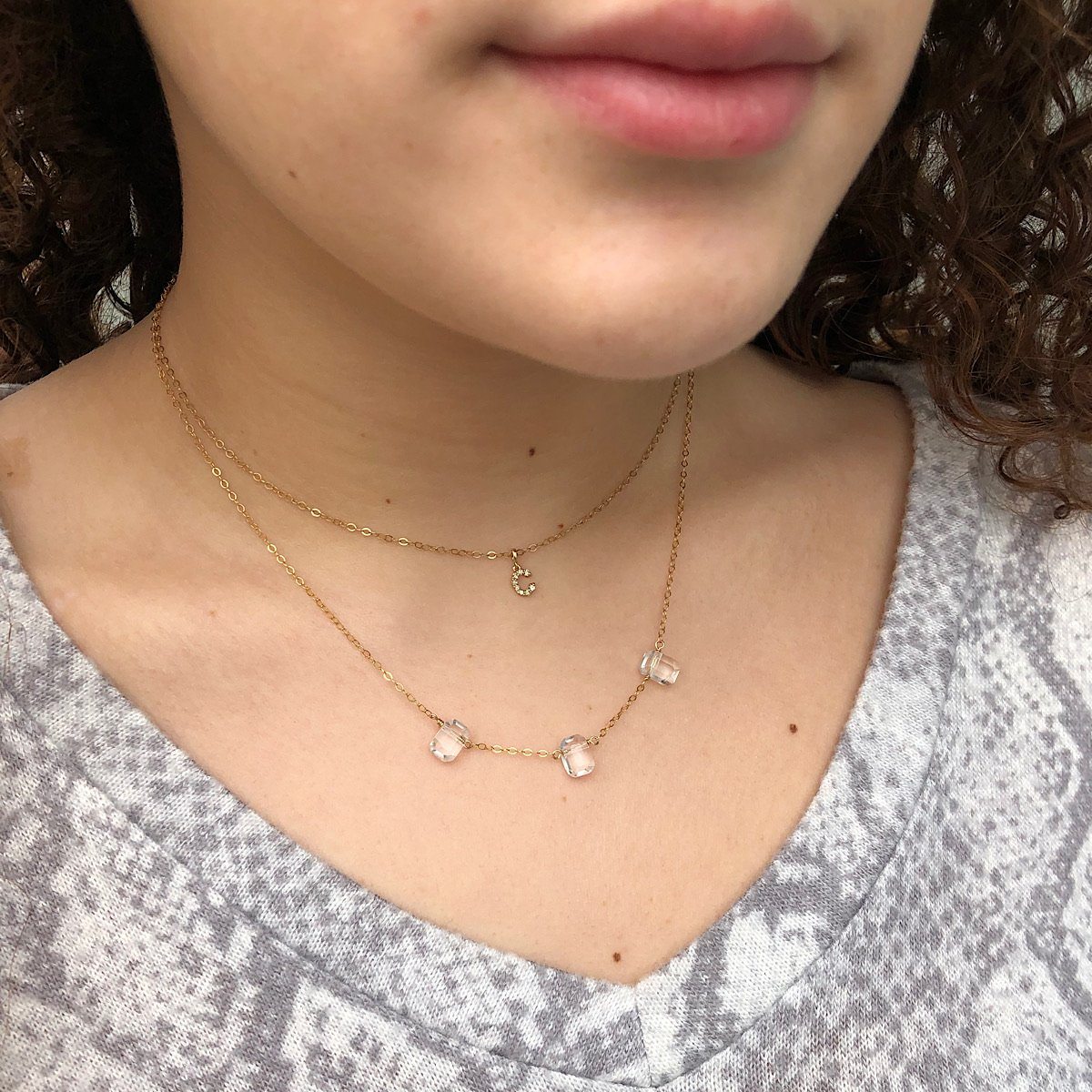 Petite Diamond Initial Necklace