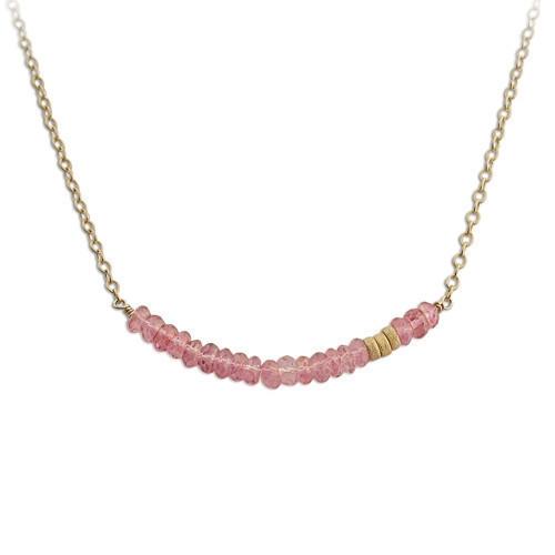 Pink Gemstone Bar Necklace  - IsabelleGraceJewelry