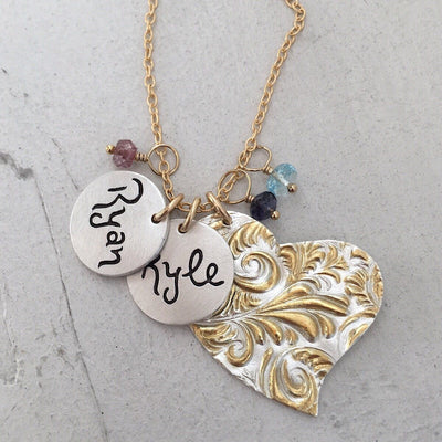 Plume Heart Charm Necklace  - IsabelleGraceJewelry