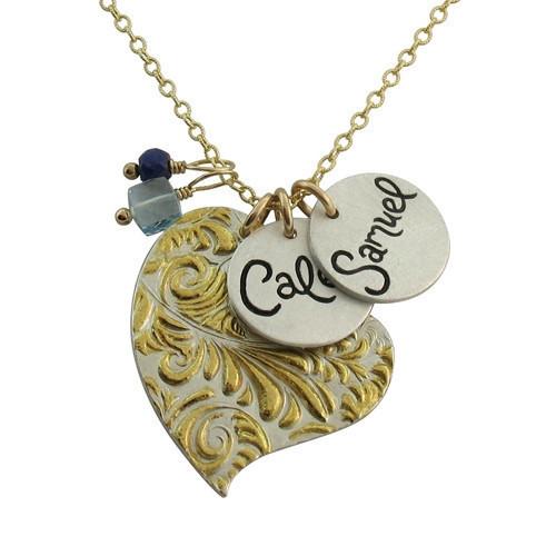 Plume Heart Charm Necklace  - IsabelleGraceJewelry