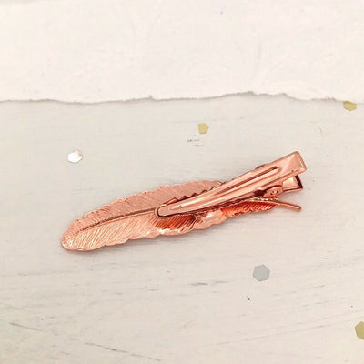 Rose Gold Feather Hair Clip