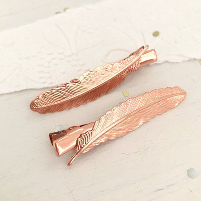 Rose Gold Feather Hair Clip
