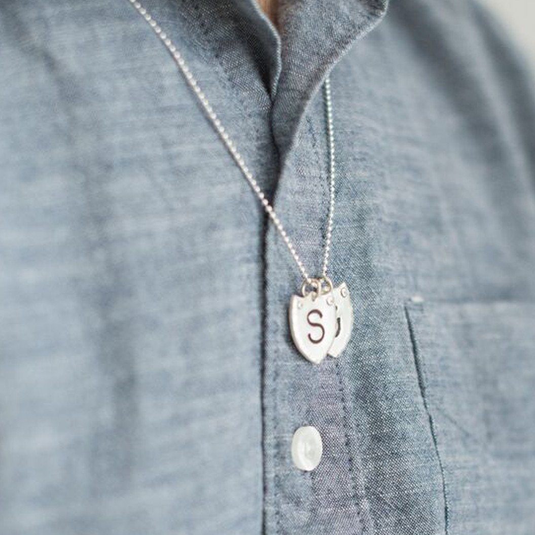 Shield Initial Tag Necklace  - IsabelleGraceJewelry
