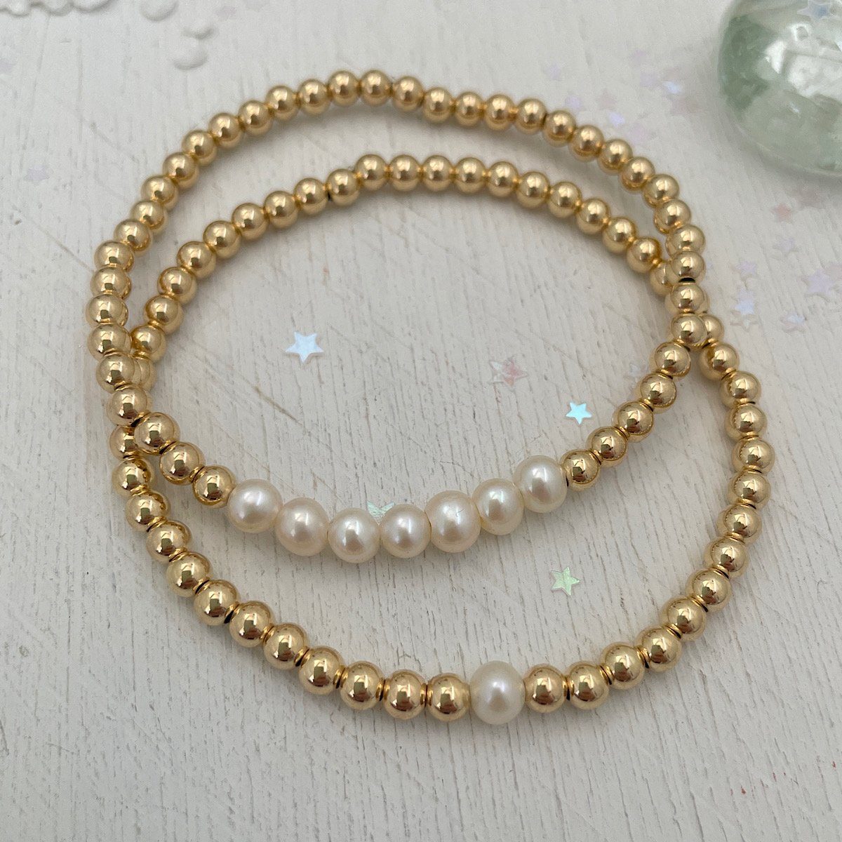 Simple Pearl Classic Bead Bracelet Gold Fill