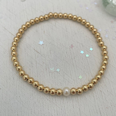Single Pearl Classic Bead Bracelet Gold Fill