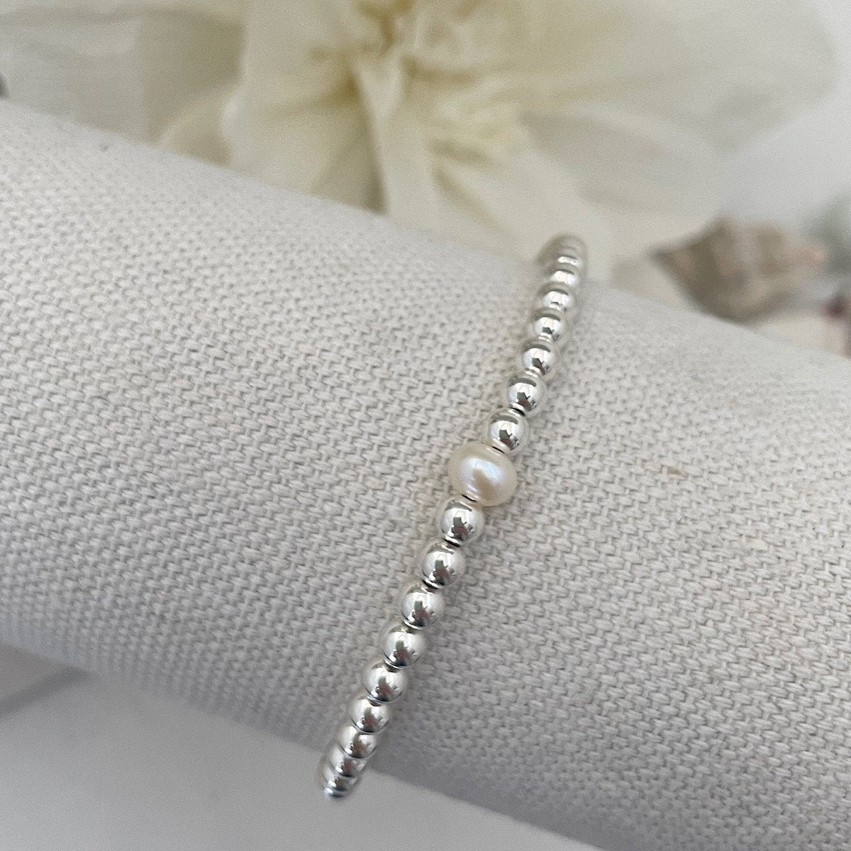 Single Pearl Classic Bead Bracelet Sterling Silver