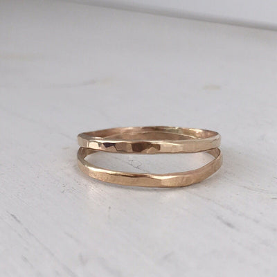 Skinny Stacker Hammered Ring Gold  - IsabelleGraceJewelry