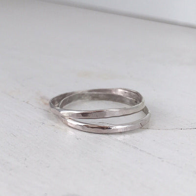 Skinny Stacker Hammered Ring Silver  - IsabelleGraceJewelry