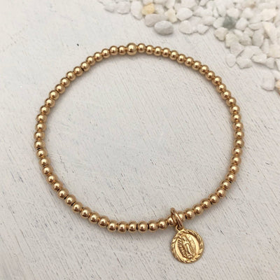 Tiny Virgin Mary Bead Bracelet Gold Fill